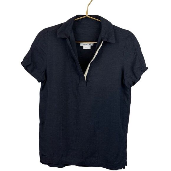 Lacoste‎ Black Polo Size 32 (XS)  Viscose Silk Blend - Picture 1 of 7